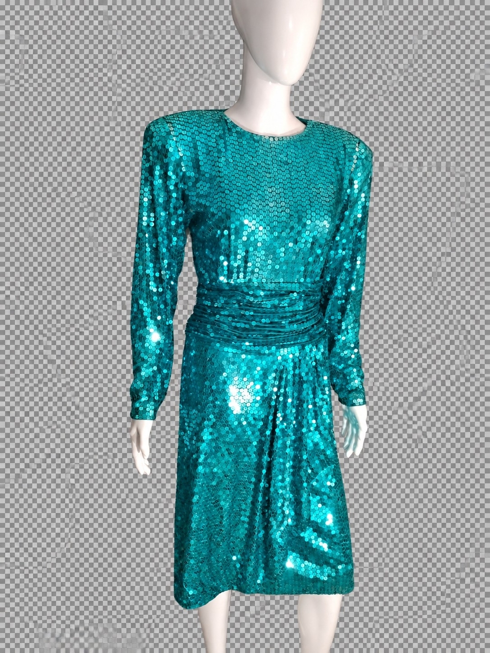 Vintage Oleg Cassini Size 10 Teal Sequin Dress 🔥🔥🔥